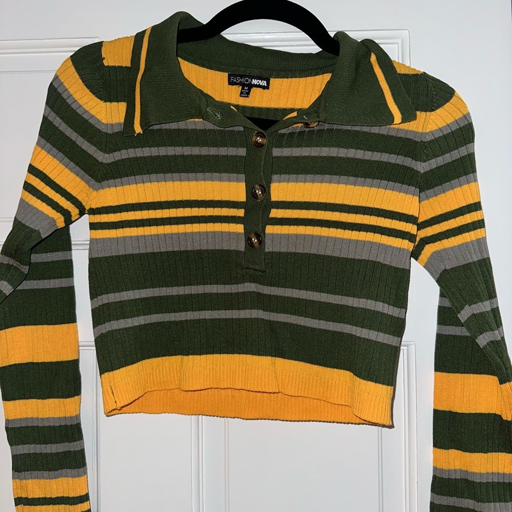 Cropped Long sleeve, striped fashionnova shirt